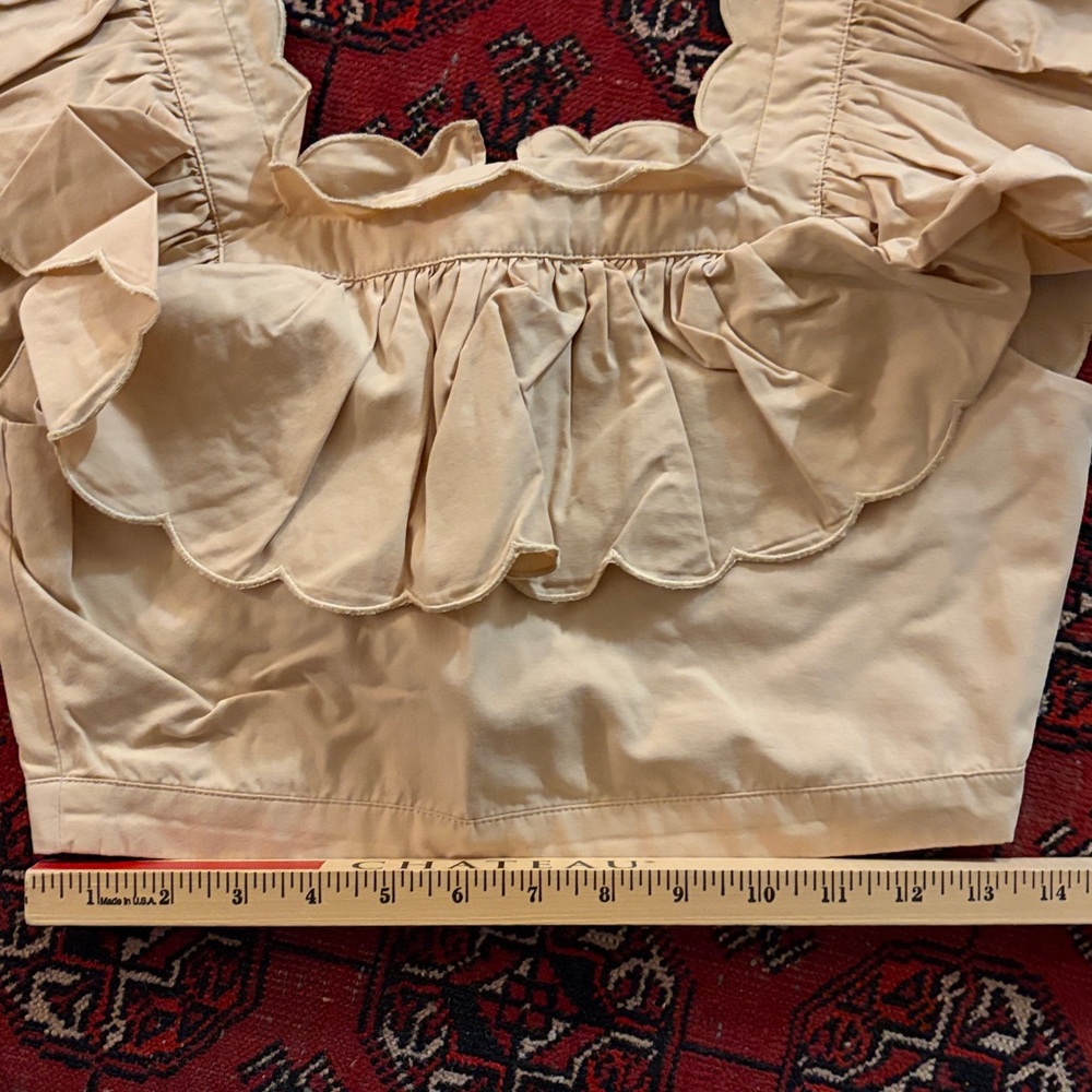 Hunter Bell Kate Beige Khaki Ruffle Crop Top - Picture 13 of 13